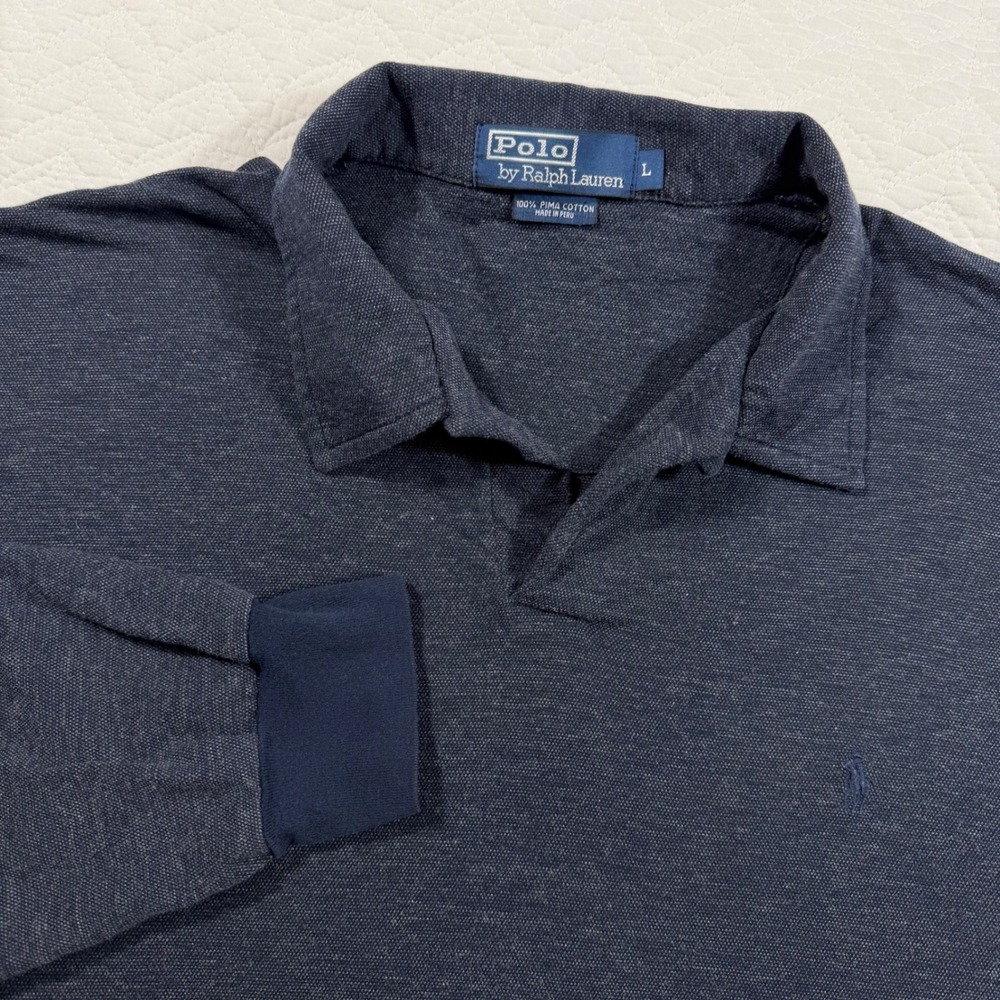 Polo Ralph Lauren Long Sleeve Polo Shirt Men's Size Large Navy Pima Cotton